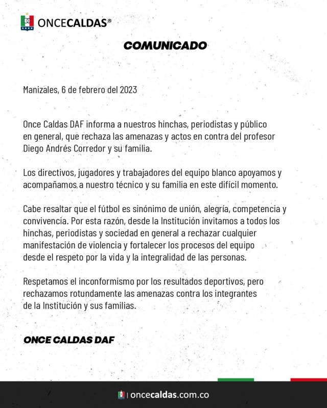 amenazaron al tecnico del Once Caldas : Deportes de Colombia