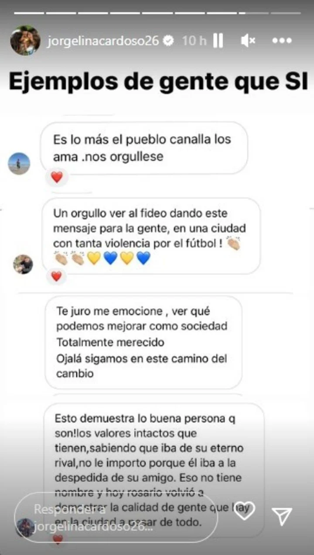 Jorgelina Cardoso respondio a las criticas de los hinchas “canallas” contra Ángel Di Maria : Deportes de Argentina