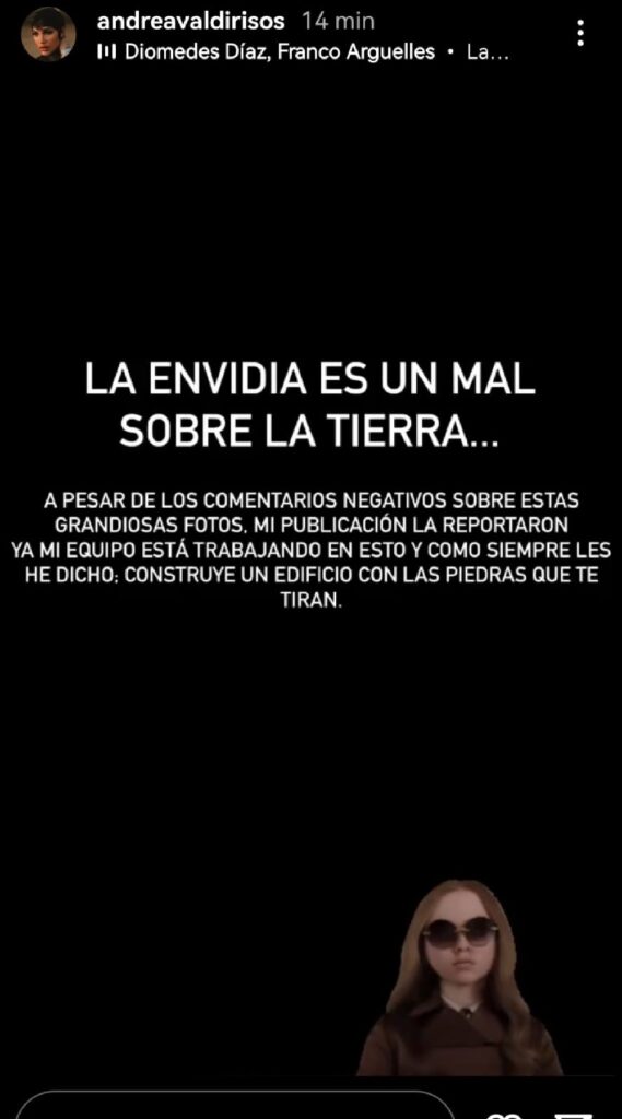 Andrea Valdiri y su mensaje luego de que le bajaran una publicacion de Instagram : Entretenimiento de Colombia