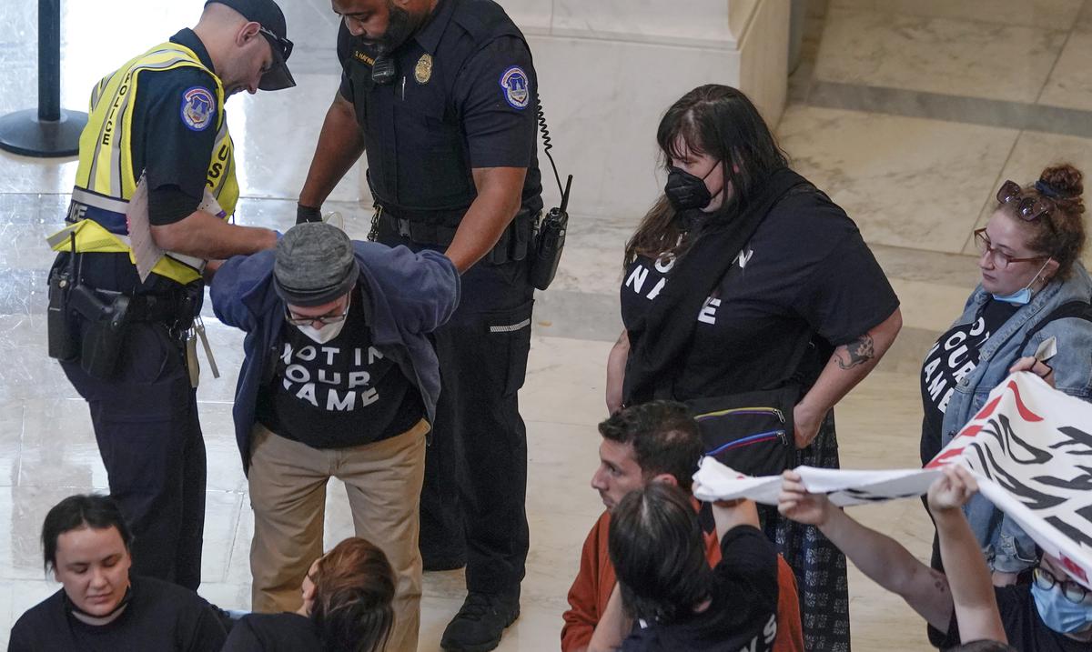 Arrestan a mas de 300 personas por protesta ilegal frente al Capitolio federal en contra de la guera entre Israel y Hamas : Noticias de
