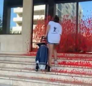 Una activista arroja pintura verde con un tubo al ministro de Finanzas de Portugal : Internacional de