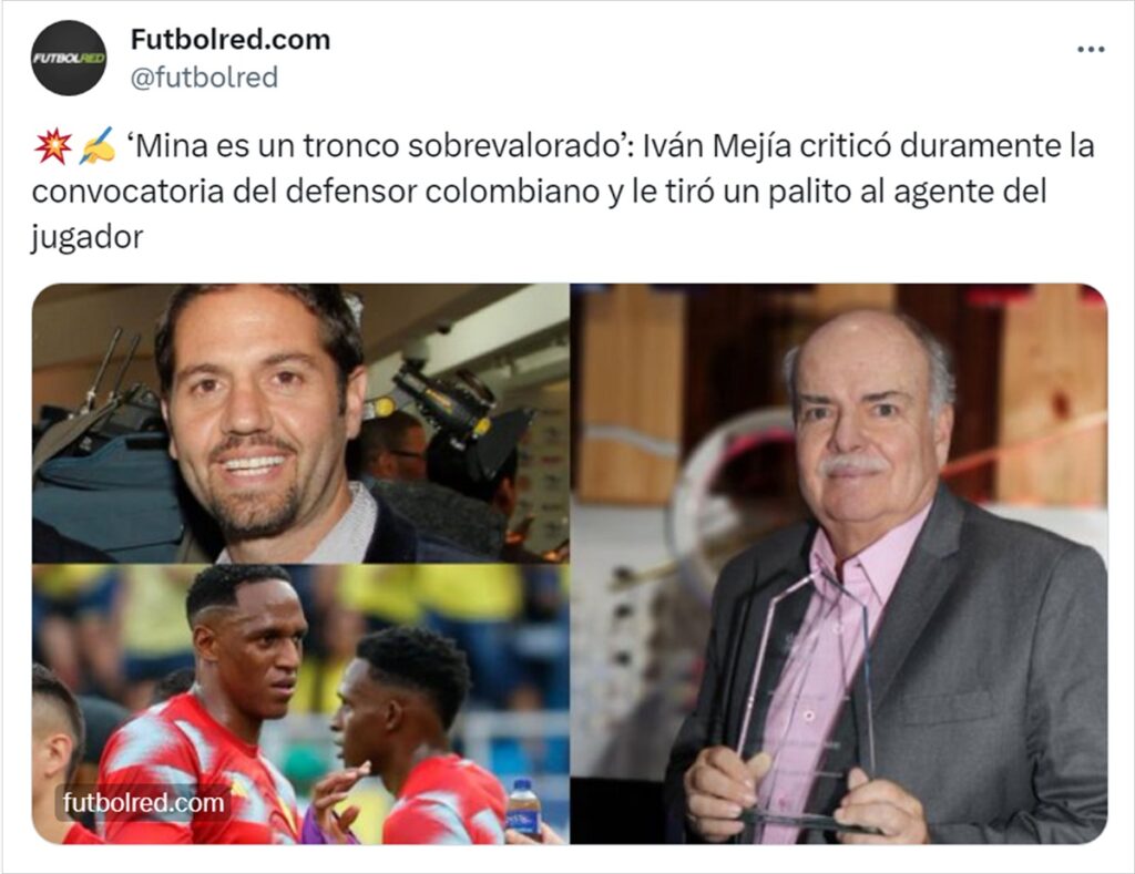 Lucas Jaramillo ataca a Ivan Mejia y a Futbolred tras convocatoria de Yerry Mina : Deportes de Colombia